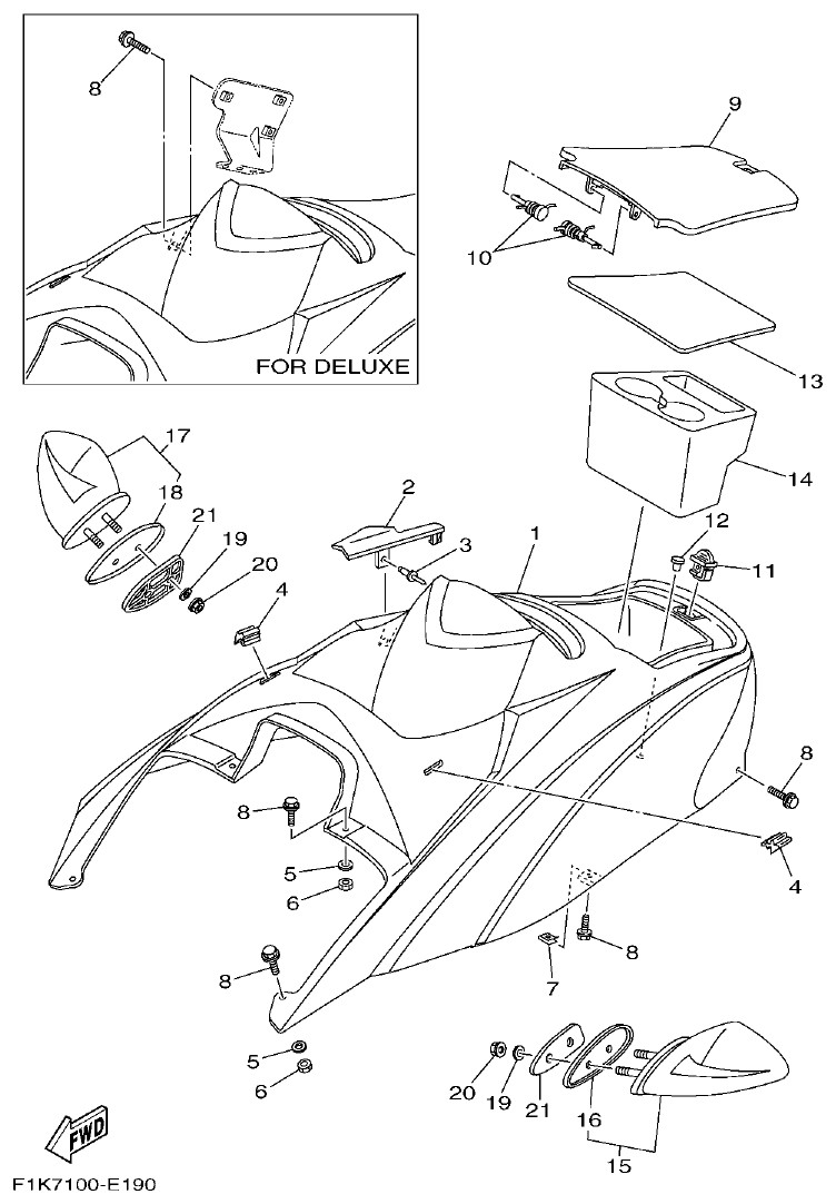Yamaha F1KB ENGINE HATCH 1 parts diagram